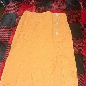 Marc New York Orange Pencil Skirt with Button Accents